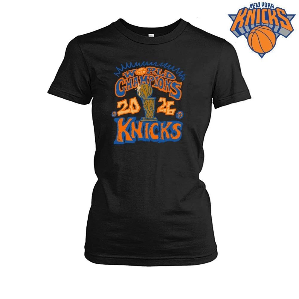 New York Knicks Champions NBA 2026 World Champions Retro Typography Shirt