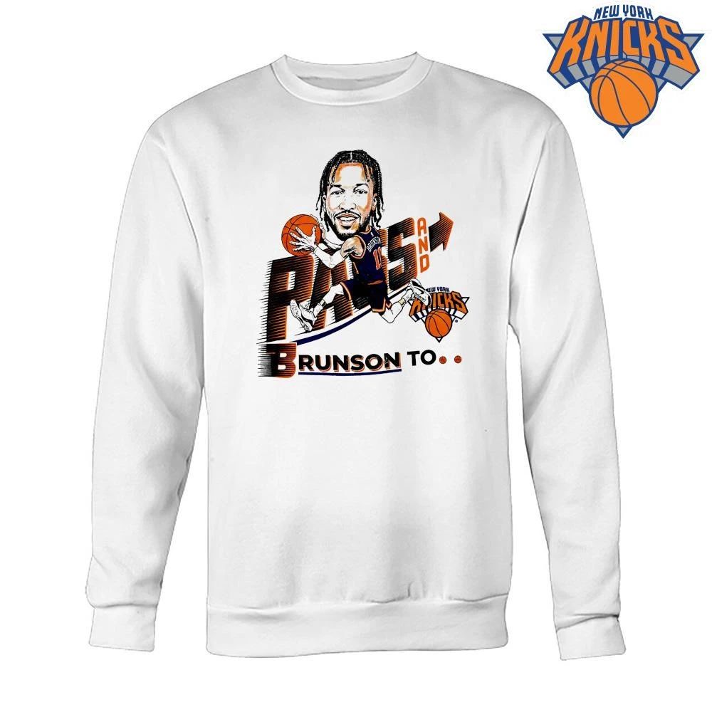 New York Knicks Jalen Brunson Pass And Brunson To Caricature Graphic Vintage NBA Finals 2026 Shirt