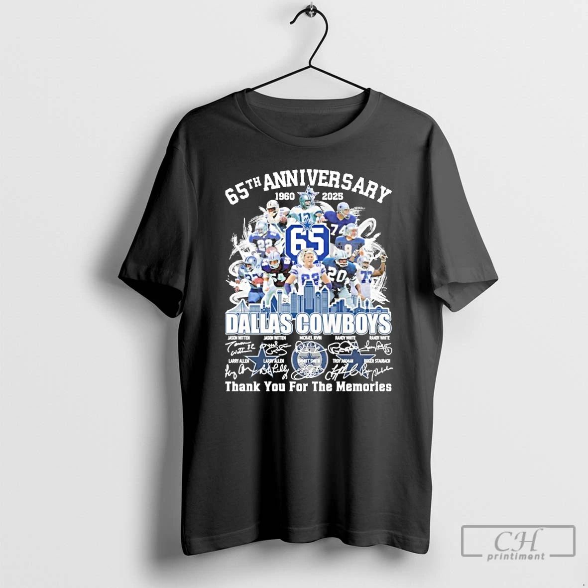 Premium 65th Anniversary 1960 2025 Dallas Cowboys Teams Signatures T Shirts