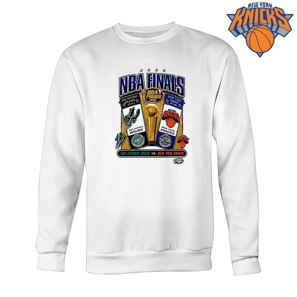2026 NBA Finals San Antonio Spurs vs New York Knicks Vintage Graphic White Basketball Shirt