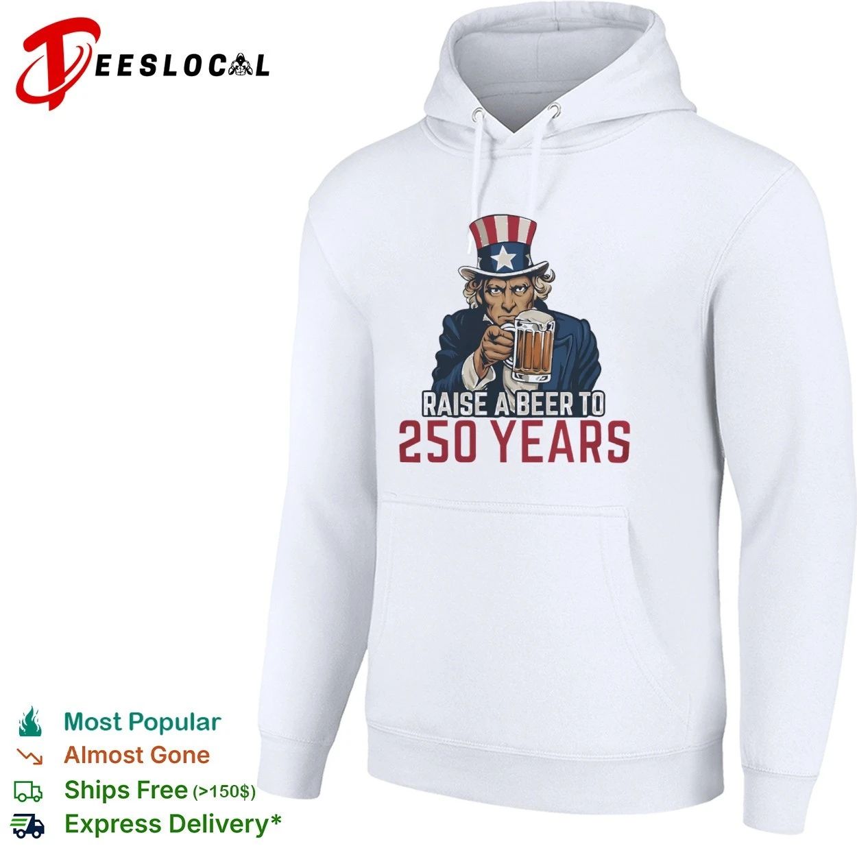 Uncle Sam Raise a Beer to 250 Years Patriotic T-shirt