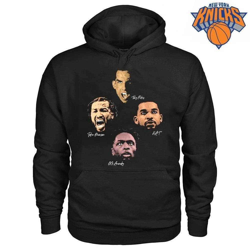 New York Knicks Jalen Brunson KAT OG Anunoby Tony Perkis Sinature Faces NBA Finals 2026 Shirt