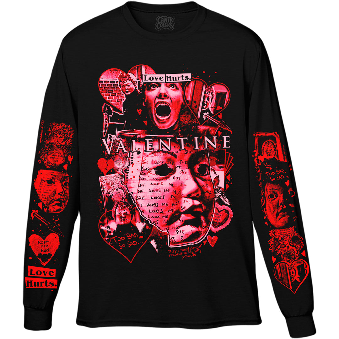 VALENTINE: LOVE HURTS - LONG SLEEVE SHIRT Hoodie, Sweatshirt | CiraTrend.com (Image 1)