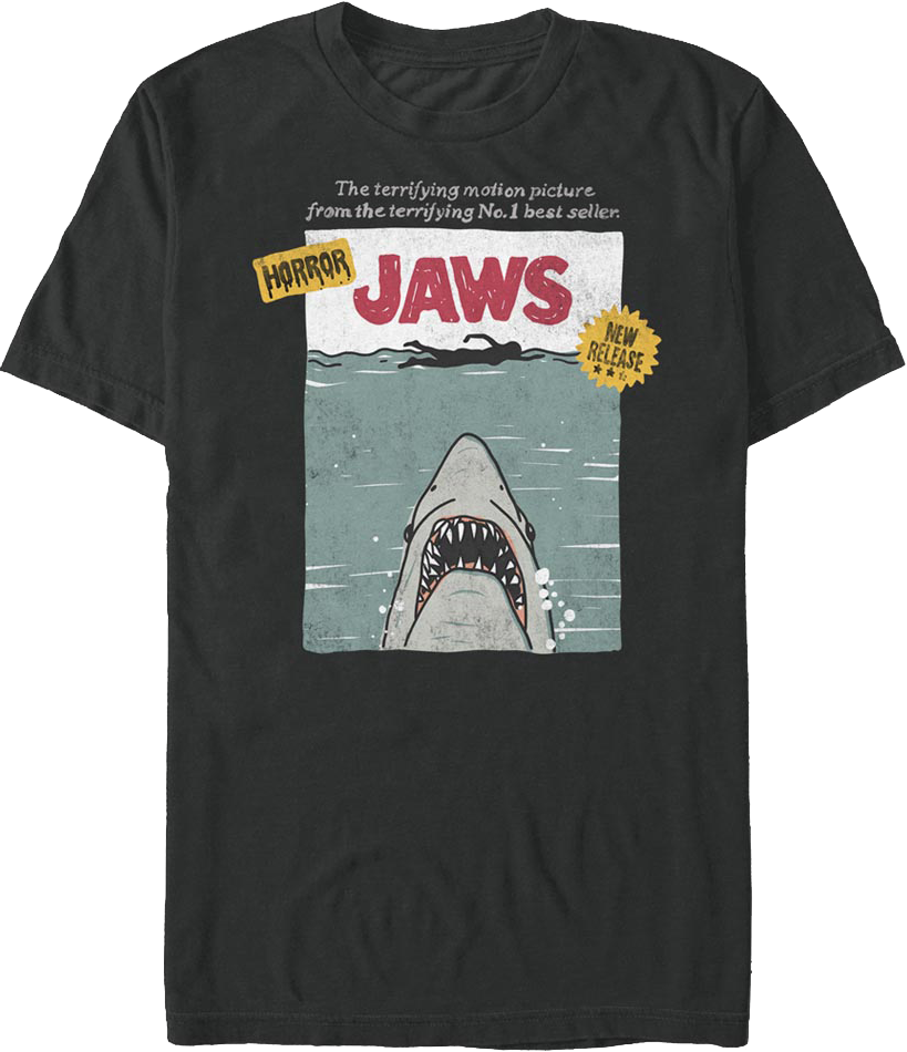VHS Cover Artwork Jaws T-Shirt Hoodie, Sweatshirt | CiraTrend.com (Image 1)