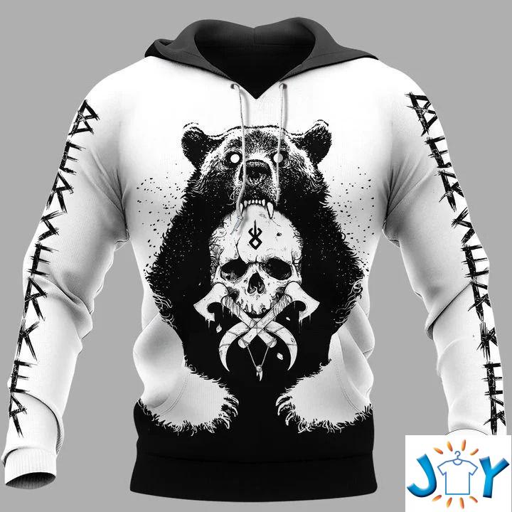 Viking Bear Skull And Yggdrasil 3D Hoodie