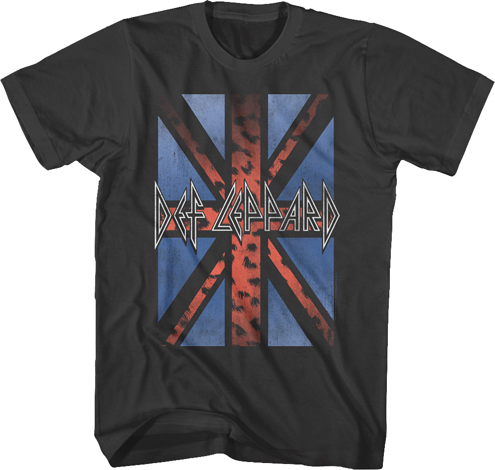 Vintage Leopard Print Flag Def Leppard T-Shirt Hoodie, Sweatshirt | CiraTrend.com (Image 1)