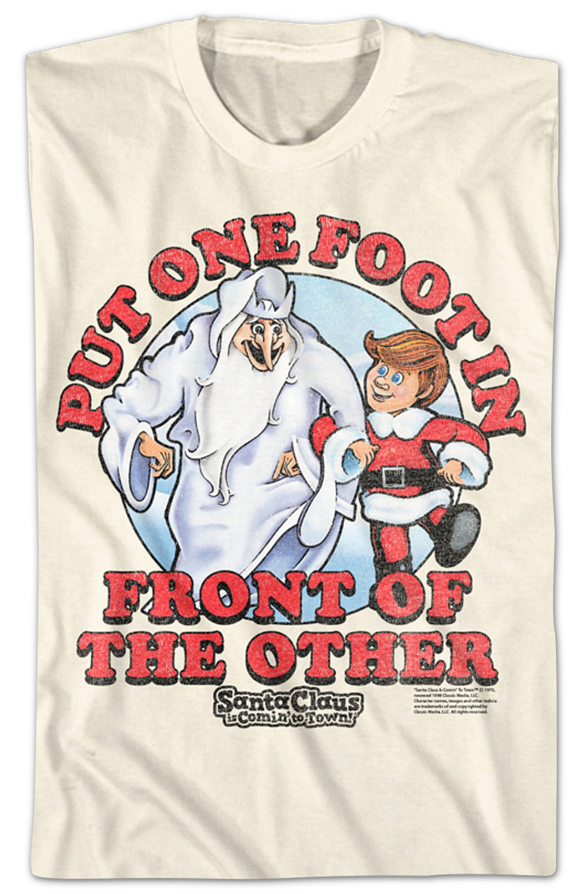 Vintage One Foot Santa Claus Is Comin' Town Shirt T-Shirts, Hoodie, Sweatshirt