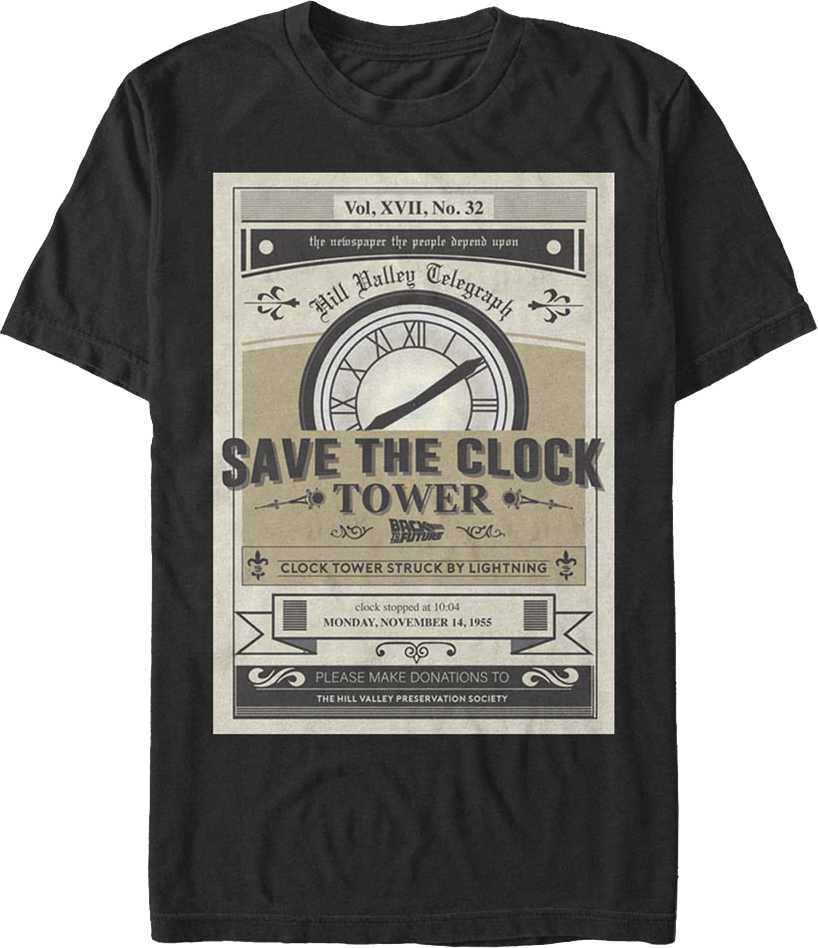 Vintage Save The Clock Tower Back To The Future T-Shirt Hoodie, Sweatshirt | CiraTrend.com (Image 1)
