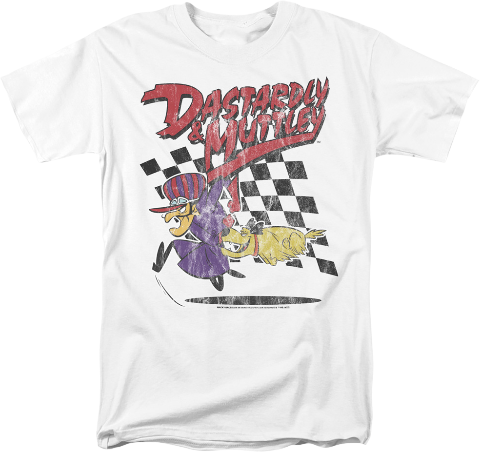 Vintage White Dastardly & Muttley Wacky Races T-Shirt Hoodie, Sweatshirt | CiraTrend.com (Image 1)