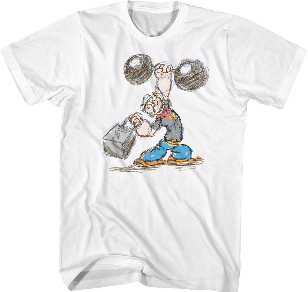 Weightlifting Sketch Popeye T-Shirt Hoodie, Sweatshirt | CiraTrend.com (Image 1)