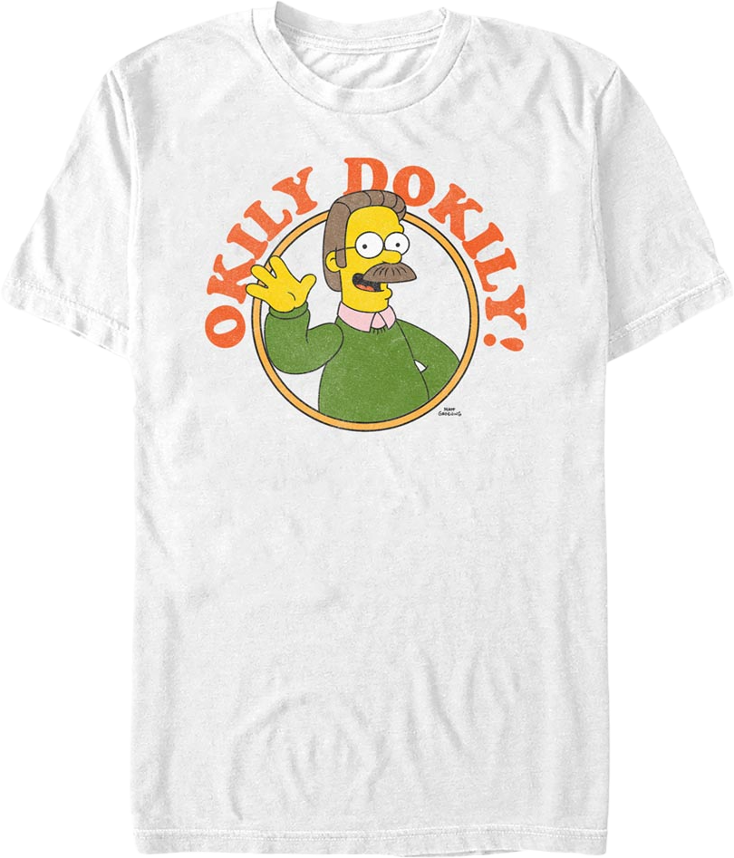 White Ned Flanders Okily Dokily Simpsons T-Shirts, Hoodie, Sweatshirt