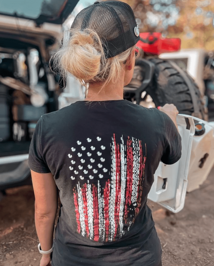 Women's American Flag Tire Track Duck Tee Hoodie, Sweatshirt | CiraTrend.com (Image 2)