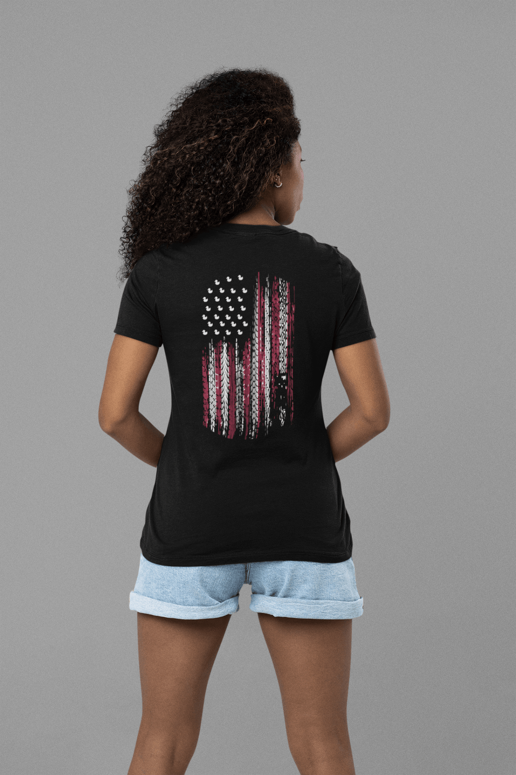 Women's American Flag Tire Track Duck Tee Hoodie, Sweatshirt | CiraTrend.com (Image 3)