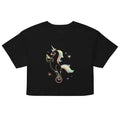 Unicycling Unicorn With Corn Women's Crop Tee