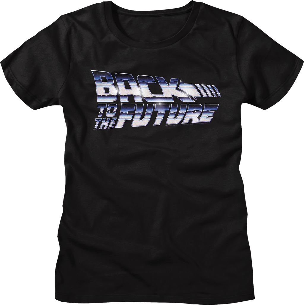 Womens Faux Chrome Logo Back To The Future Shirt Hoodie, Sweatshirt | CiraTrend.com (Image 1)