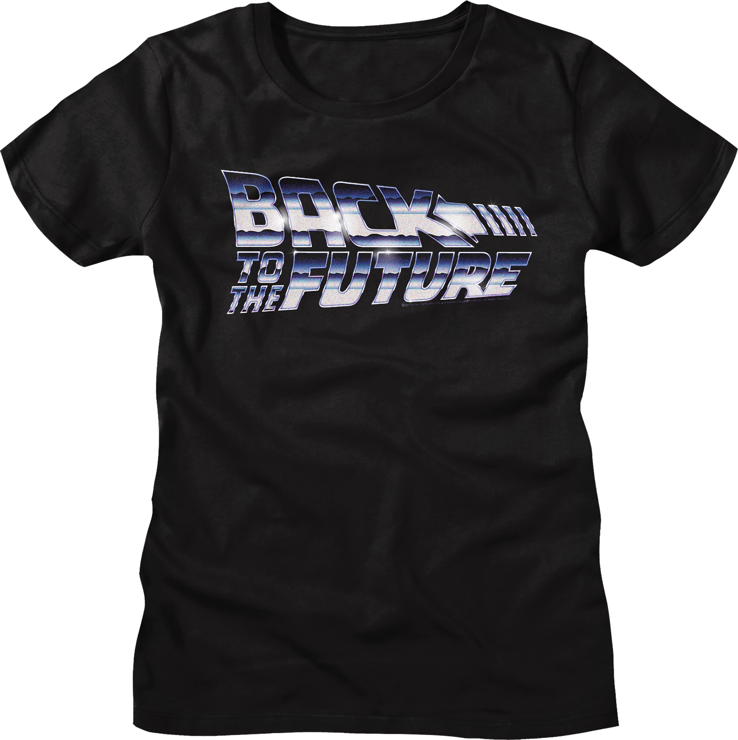Womens Faux Chrome Logo Back To The Future Shirt Hoodie, Sweatshirt | CiraTrend.com (Image 1)