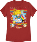 Womens Red Faux Ugly Sweater Rainbow Brite Shirt Hoodie, Sweatshirt | CiraTrend.com (Image 1)