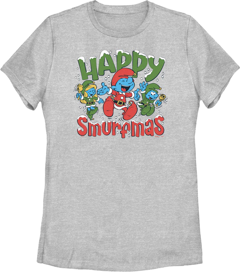 Womens Happy Smurfmas Smurfs Shirt Hoodie, Sweatshirt | CiraTrend.com (Image 1)
