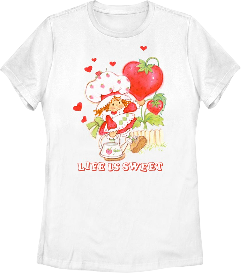 Womens Hearts Life Is Sweet Strawberry Shortcake Shirt Hoodie, Sweatshirt | CiraTrend.com (Image 1)
