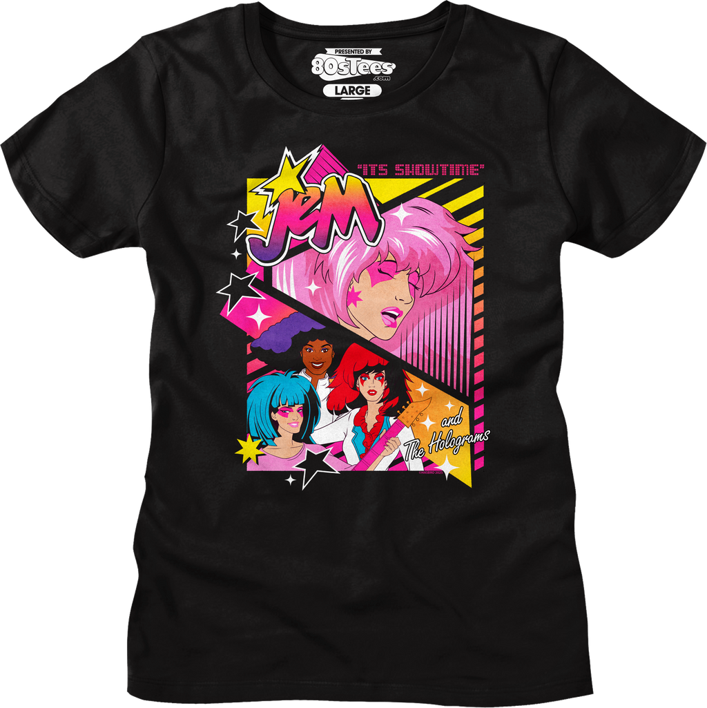 Womens It's Showtime Collage Jem And The Holograms Shirt Hoodie, Sweatshirt | CiraTrend.com (Image 1)