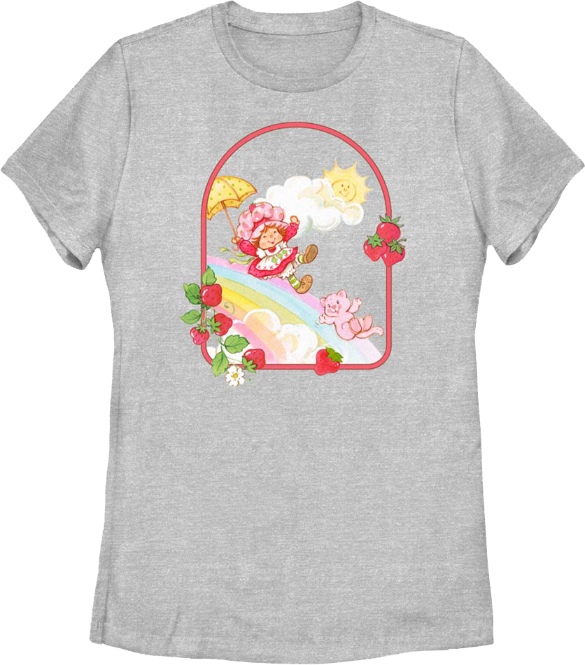 Womens Rainbow Slide Strawberry Shortcake Shirt Hoodie, Sweatshirt | CiraTrend.com (Image 1)