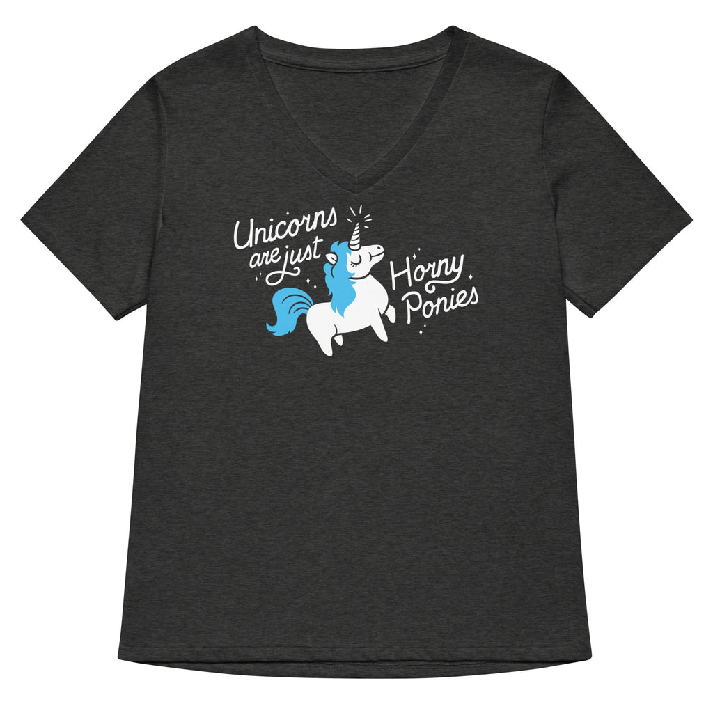 Unicorns Are Just Horny Ponies Women's V-Neck Tee
