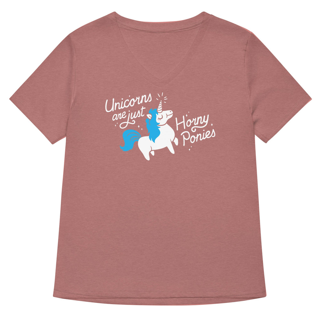 Unicorns Are Just Horny Ponies Women's V-Neck Tee