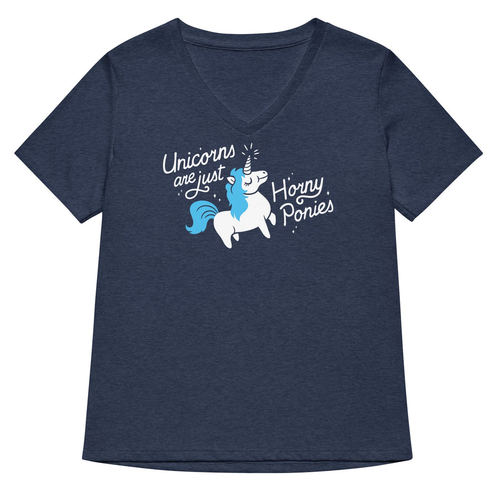 Unicorns Are Just Horny Ponies Women's V-Neck Tee