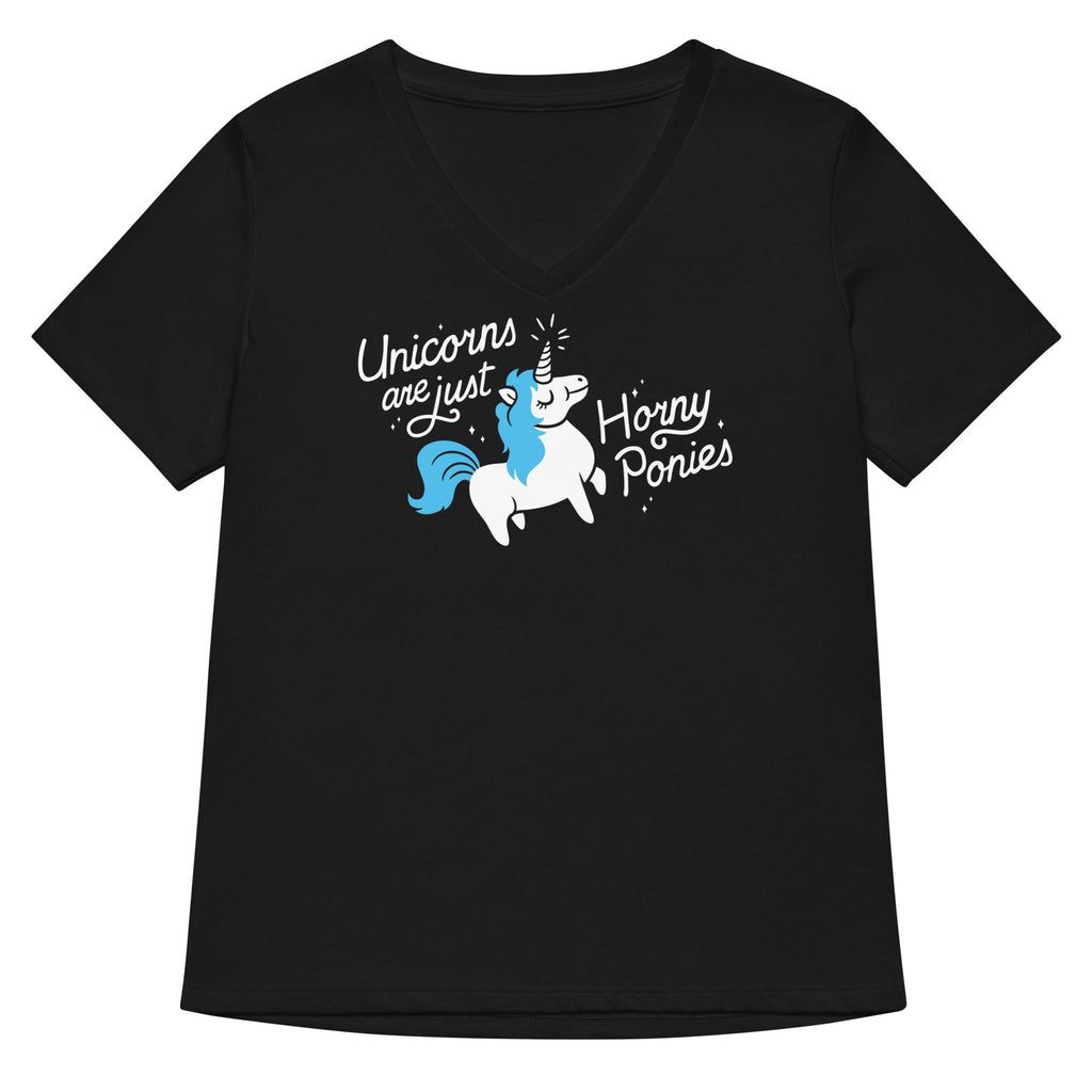 Unicorns Are Just Horny Ponies Women's V-Neck Tee