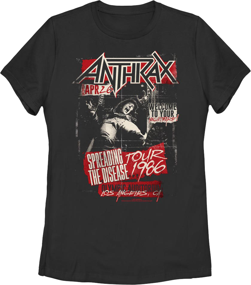 Womens Spreading The Disease Tour 1986 Anthrax Shirt Hoodie, Sweatshirt | CiraTrend.com (Image 1)