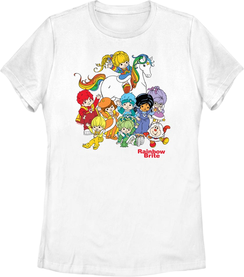 Womens White The Gang's All Here Rainbow Brite Shirt Hoodie, Sweatshirt | CiraTrend.com (Image 1)