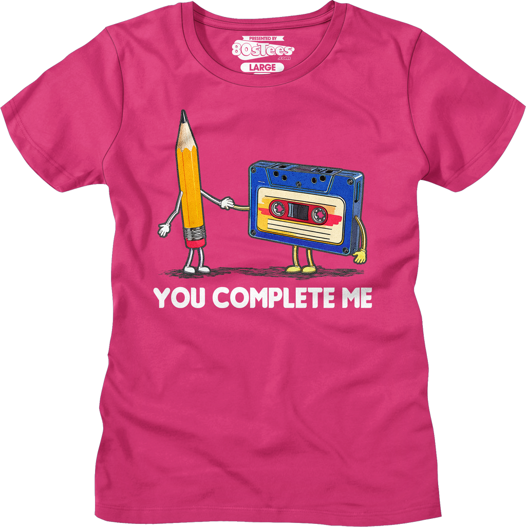 Womens You Complete Me Pencil & Cassette Shirt Hoodie, Sweatshirt | CiraTrend.com (Image 3)