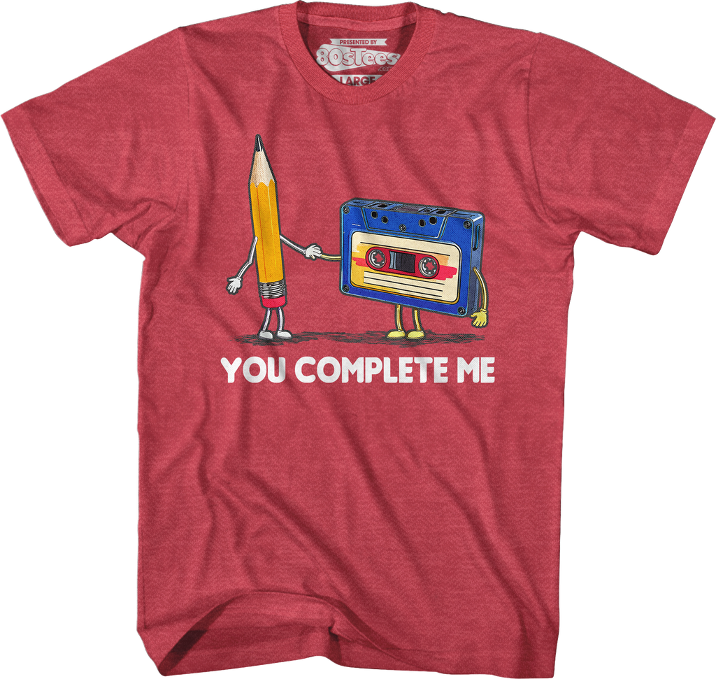 You Complete Me Pencil & Cassette T-Shirt Hoodie, Sweatshirt | CiraTrend.com (Image 3)