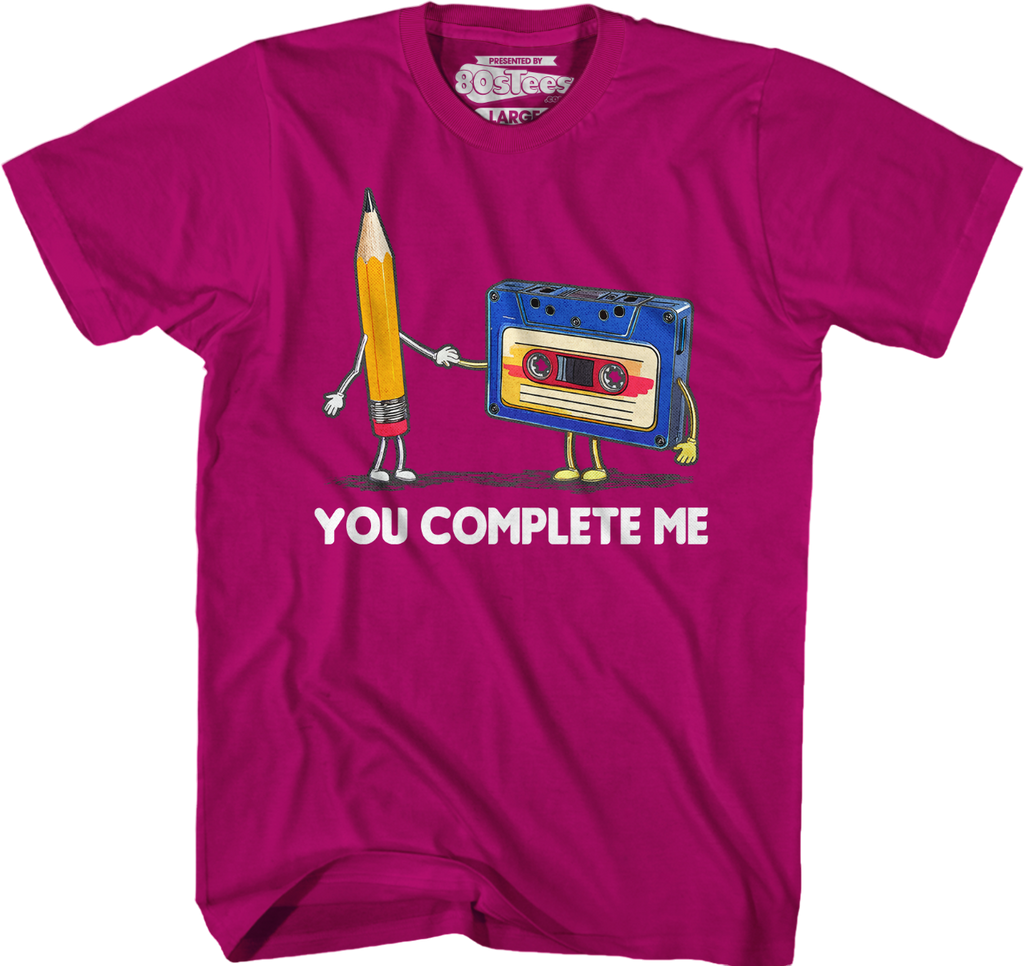 You Complete Me Pencil & Cassette T-Shirt Hoodie, Sweatshirt | CiraTrend.com (Image 4)