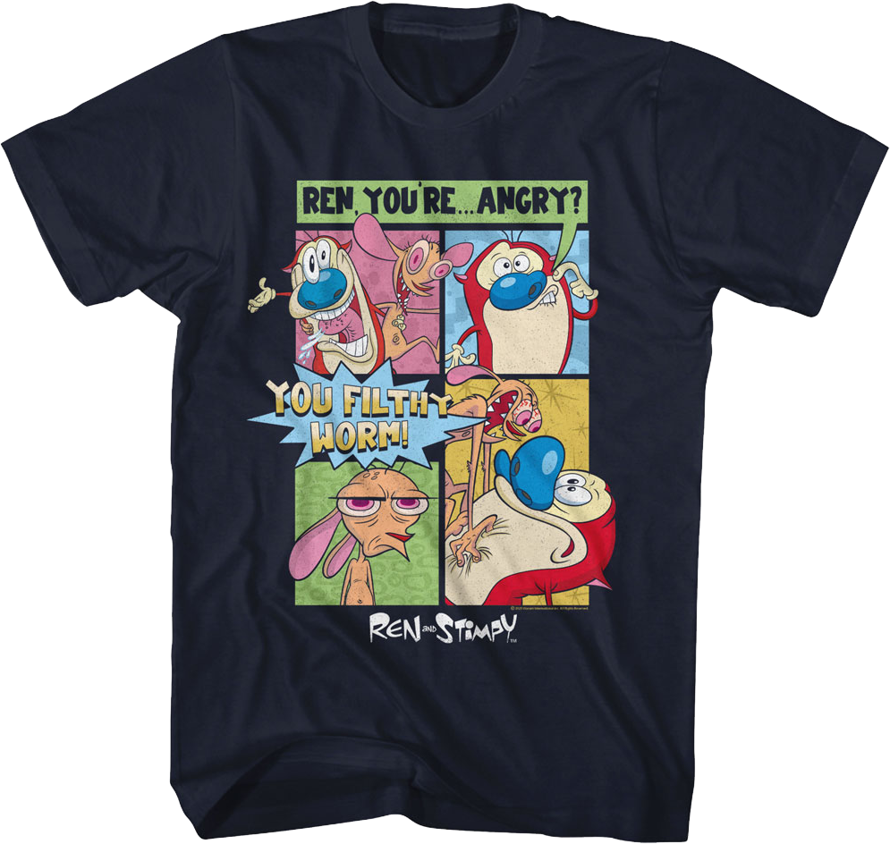 You Filthy Worm Ren And Stimpy T-Shirt Hoodie, Sweatshirt | CiraTrend.com (Image 1)