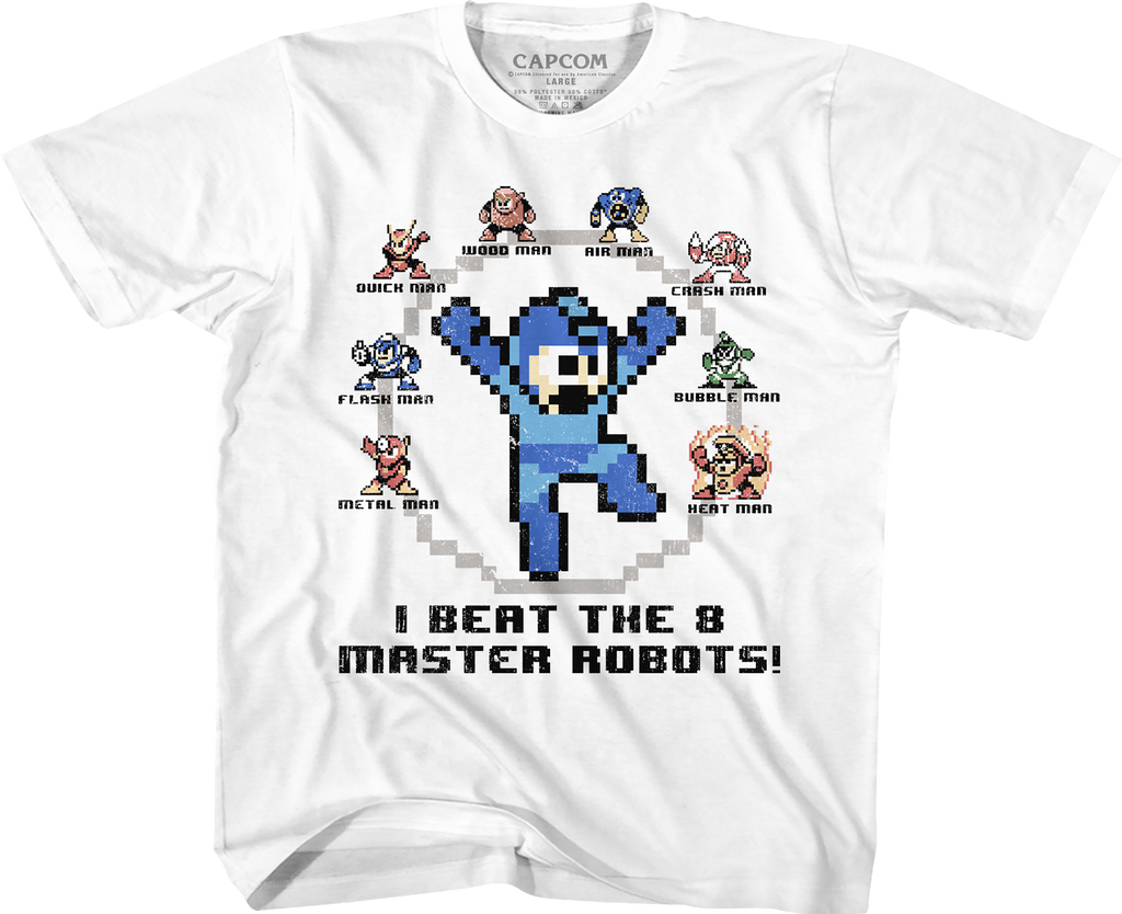 Youth I Beat The 8 Master Robots Mega Man Shirt Hoodie, Sweatshirt | CiraTrend.com (Image 1)