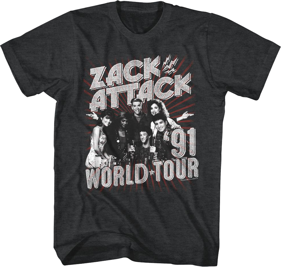 Zack Attack '91 World Tour Saved By The Bell T-Shirt Hoodie, Sweatshirt | CiraTrend.com (Image 1)