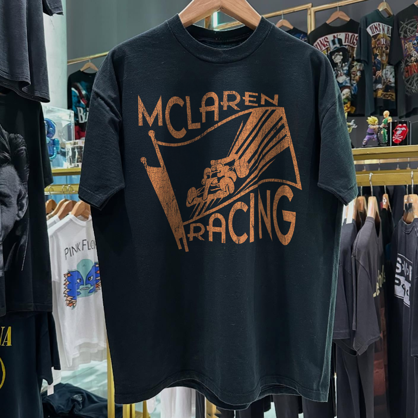90s MCLAREN RACING RARE WASHED BLACK T-SHIRT