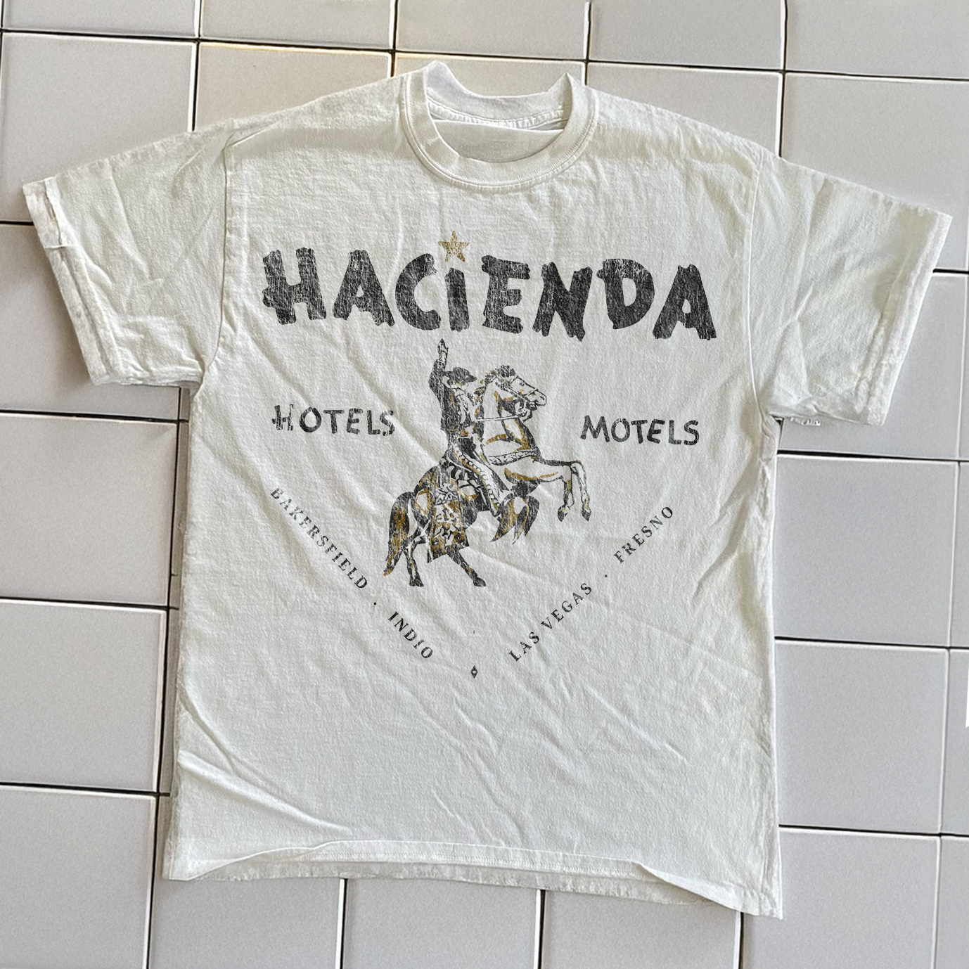 90s HACIENDA HOTEL RARE WASHED WHITE T-SHIRT